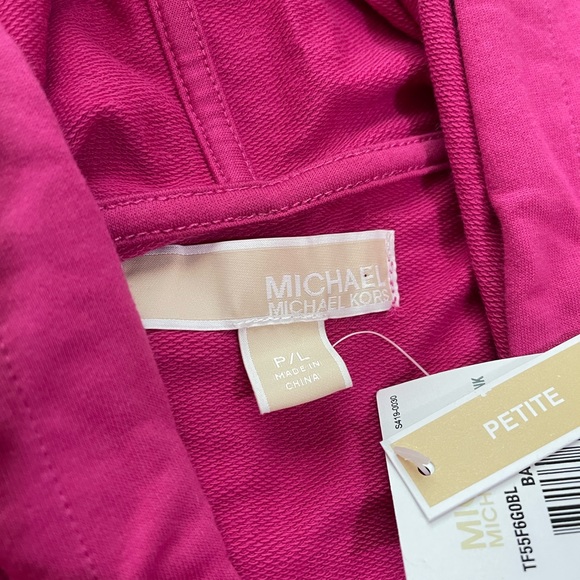 NWT Michael Kors MK Pink Studded Hooded Sweater Size P/L - Picture 6 of 10